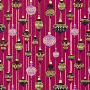 Cotton christmas balls magenta/gold