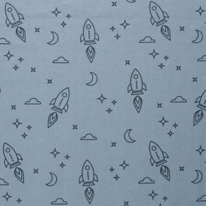 Flanel printed rockets baby blue