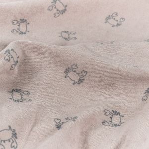 Stretch terry towelling printed crabs pink