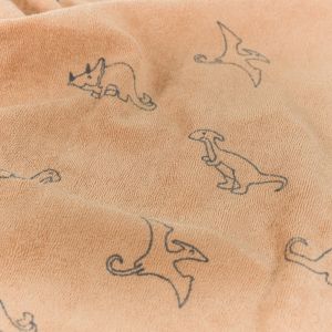 Stretch terry towelling printed dinos terra pink