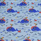 100x150 cm French Terry whales light blue