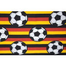 50x140 cm cotton striped with soccer balls black/red/yellow