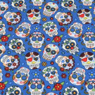 50x150 cm cotton mexican skulls big dark blue