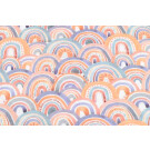Cotton jersey digital print rainbows offwhite