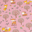 Cotton jersey foxes and deer old pink