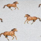 Jogging fabric digital printed horses melange light grey