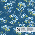 cotton poplin printed flowers dark blue