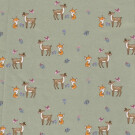 95x150cm cotton jersey deer and foxes dark mint