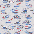 45x150cm Cotton jersey dinos and boats light grey
