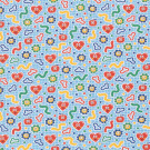 45x150cm Cotton jersey hearts and flowers aqua