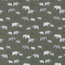 Cotton poplin Elephants Kaki Green