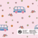 50x150cm Cotton jersey hippie bus light pink