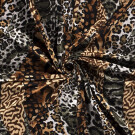 Jersey fabric discharge printed tigers brown