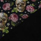 Softshell digital print skulls and flowers pink/black