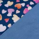 Softshell digital print hearts pink/dark blue/steel blue