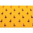 95x150 cm cotton jersey jersey flamingos mustard/rosegold foil