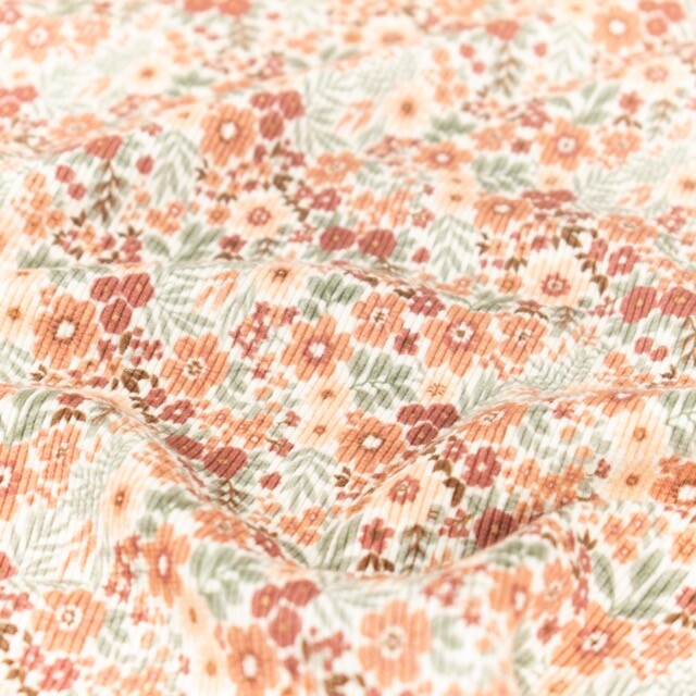 Rib jersey flowers offwhite