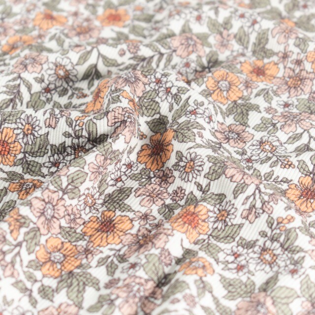 Rib jersey flowers offwhite